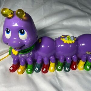 LeapFrog 2001 Edison Alphabet Pal Pull Along Musical Caterpillar Purple Works